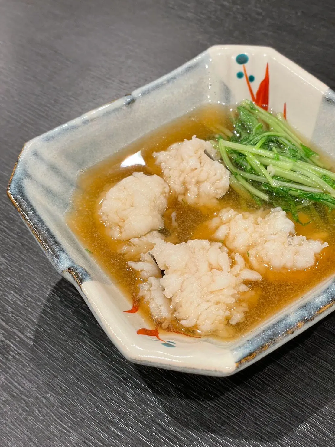 【つるむらさきとじゅんさいの生姜酢和え】